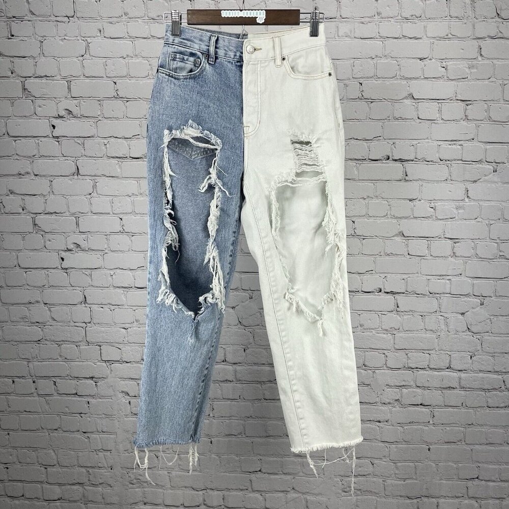 Pacsun Distressed High Rise Straight Leg Cut Off Denim Jeans Size 25 (25x25)